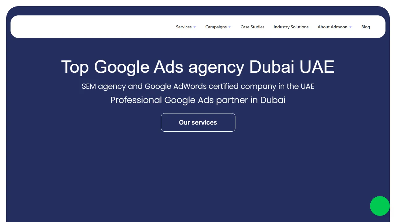 Screenshot of Admoon Google Ads agency