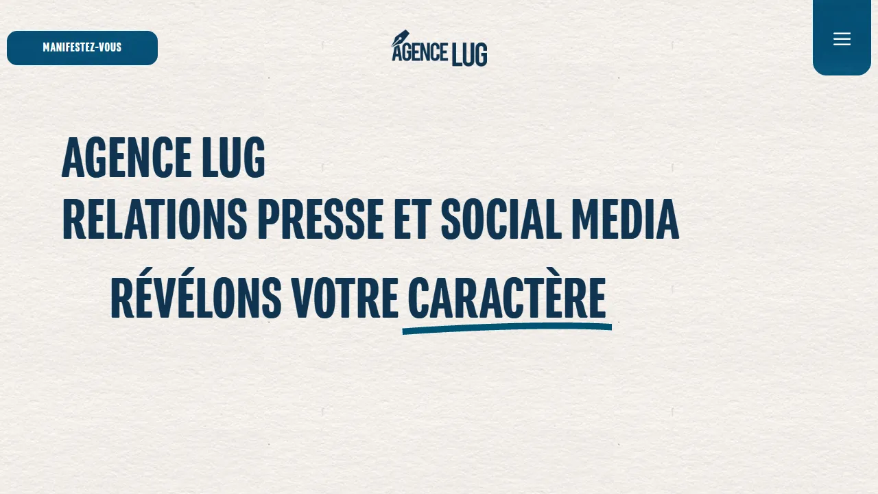 Screenshot of Agence Lug - Relations presse, social media, brand content - Lyon