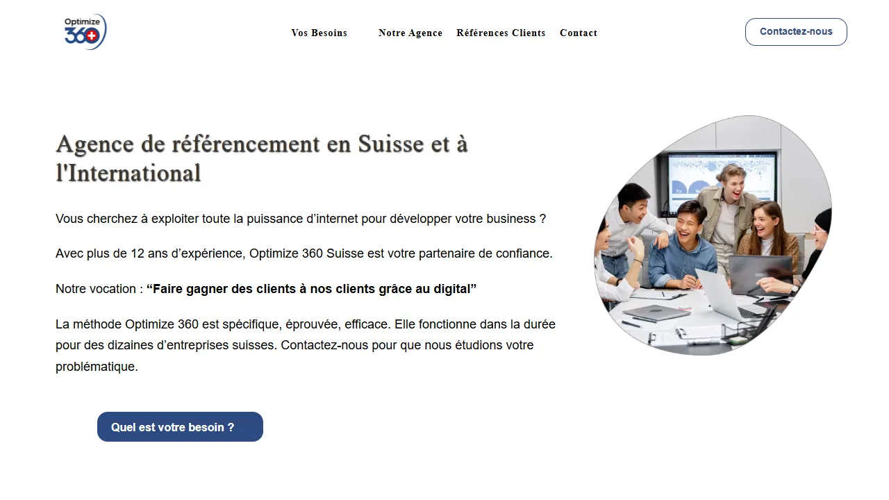 Screenshot of ✅ Agence SEO / SEA Optimize 360 Suisse