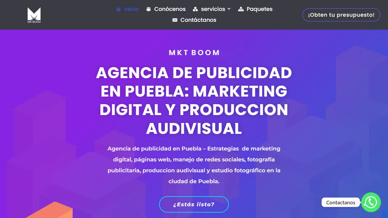 Screenshot of Agencia de Publicidad y marketing digital en Cholula, Puebla | Mktboom
