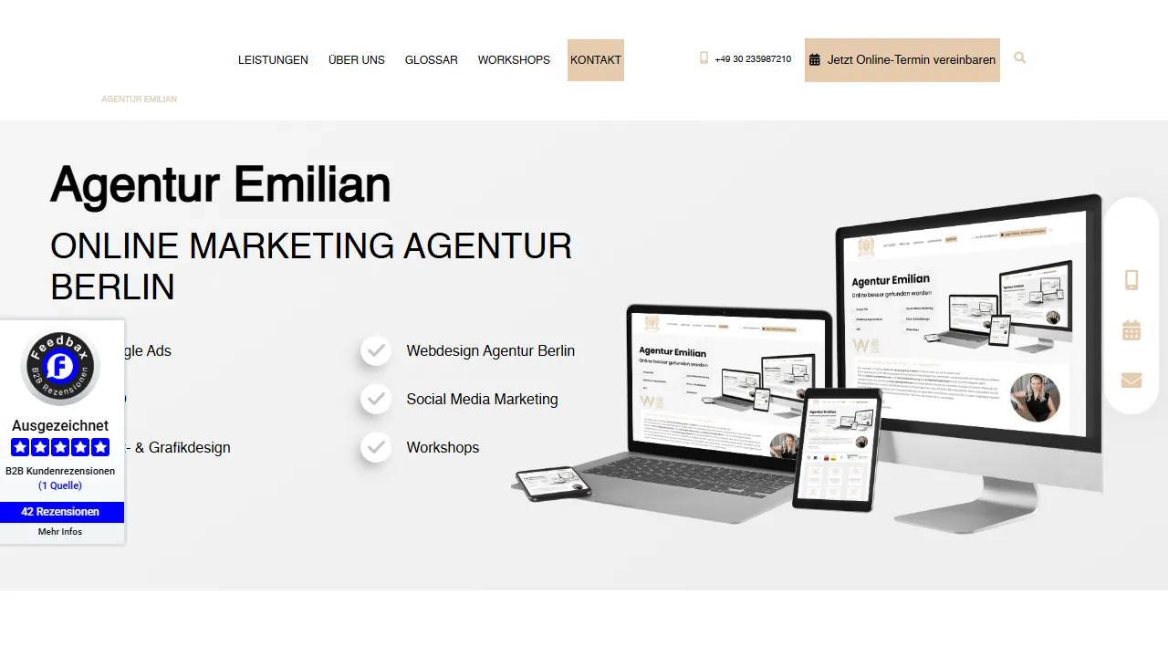 Screenshot of Agentur Emilian - Internetagentur Berlin / Online Marketing Agentur Berlin