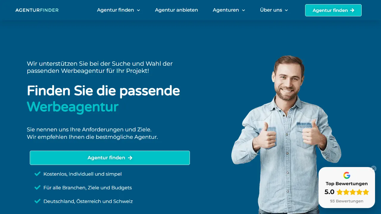 Screenshot of AgenturFinder