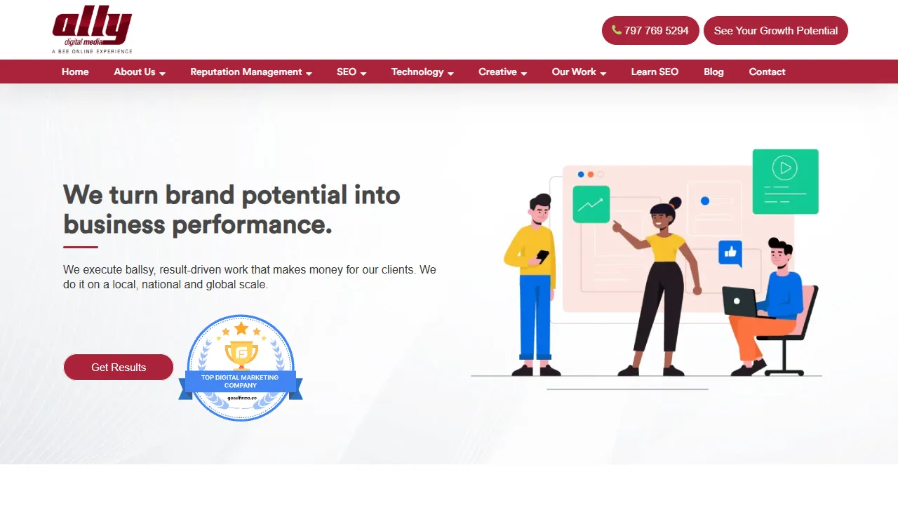 Screenshot of Ally Digital Media