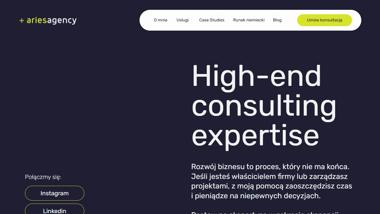 Screenshot of Aries Agency: Expansion Consulting & Marketing