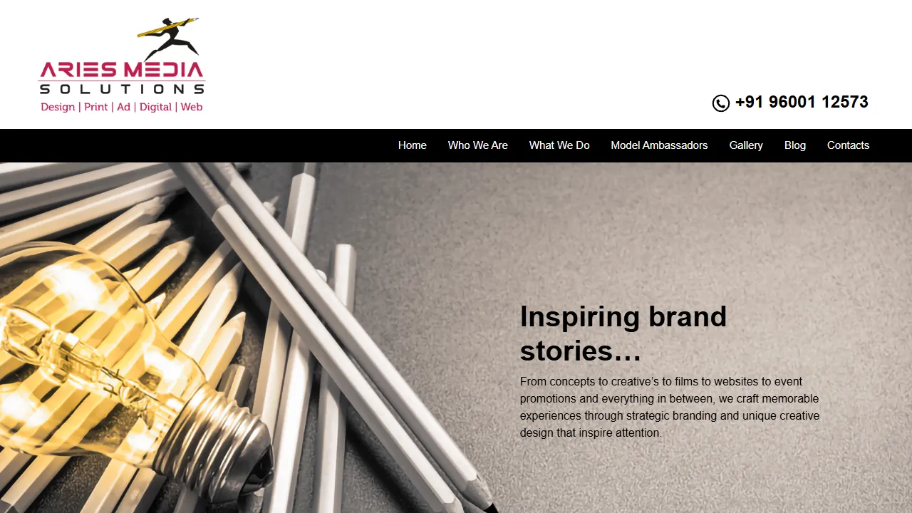 Screenshot of Aries Media Solutions