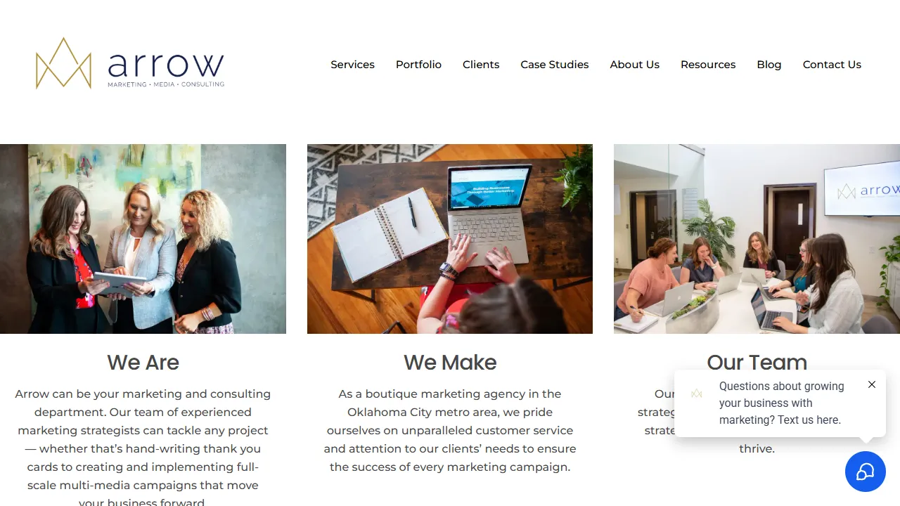 Screenshot of Arrow Marketing, Media and Consulting