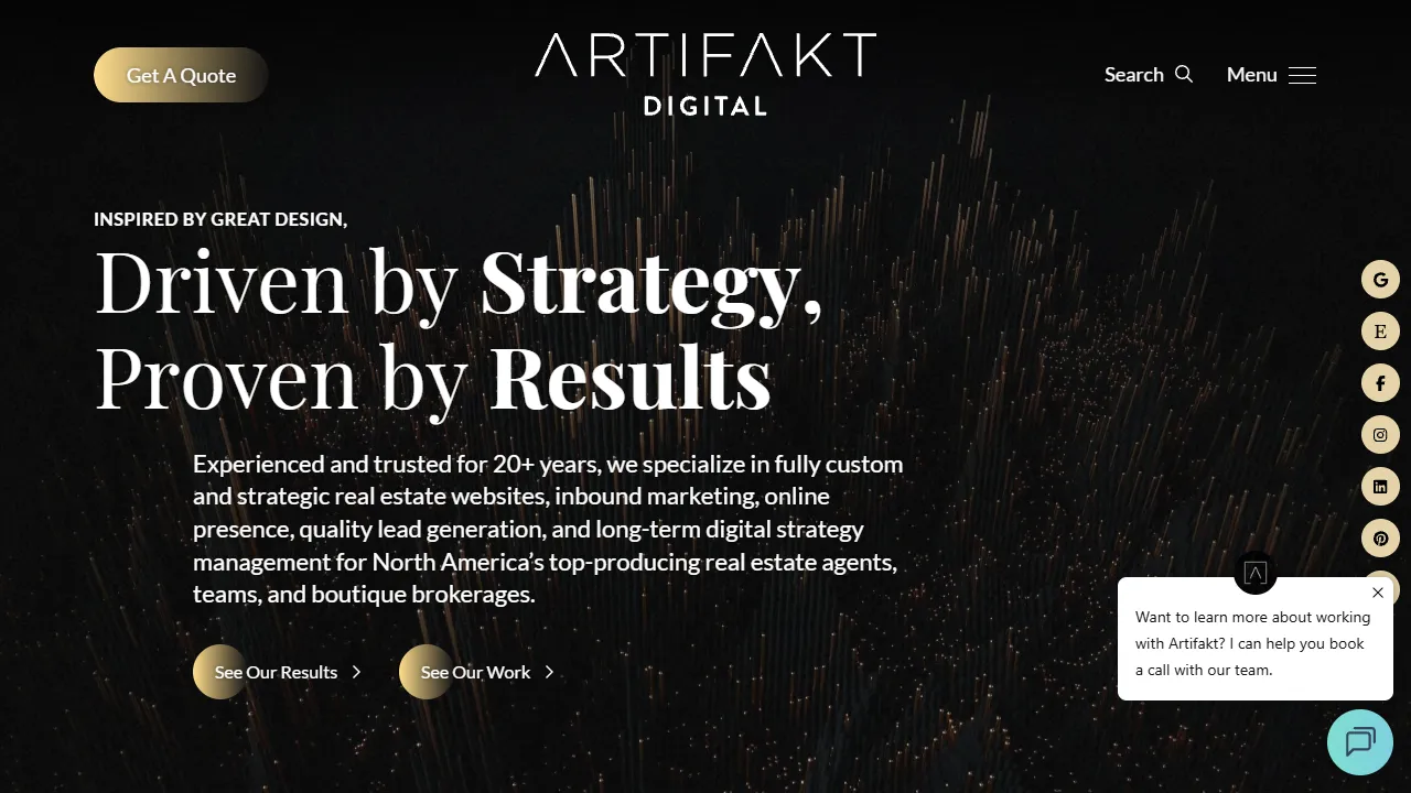 Screenshot of Artifakt Digital | A Real Estate Marketing Agency
