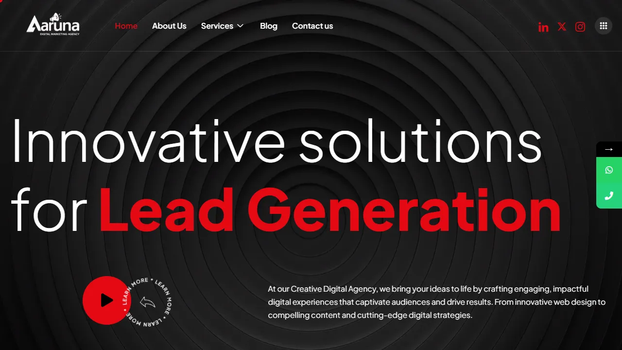 Screenshot of Aruna Digital Marketing Agency