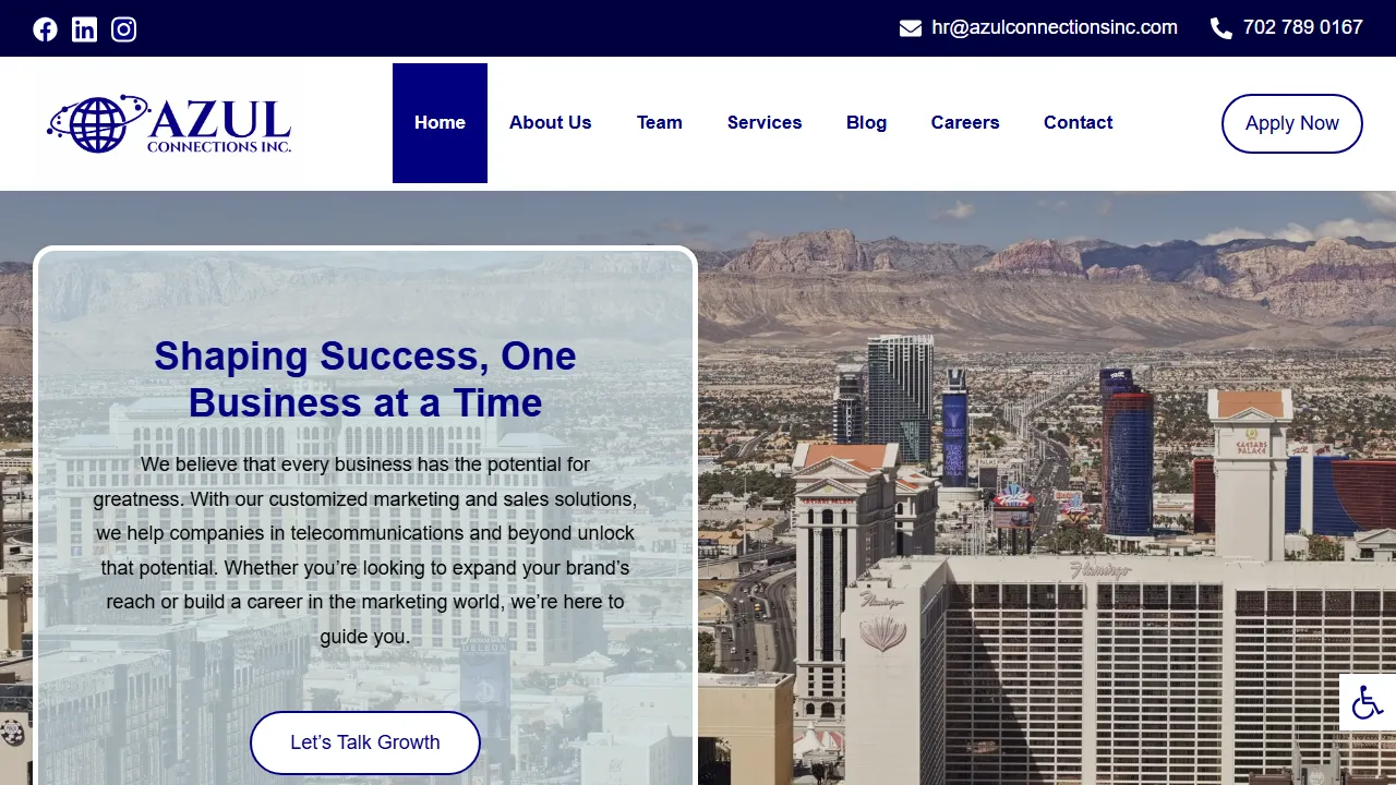 Screenshot of Azul Connections Inc