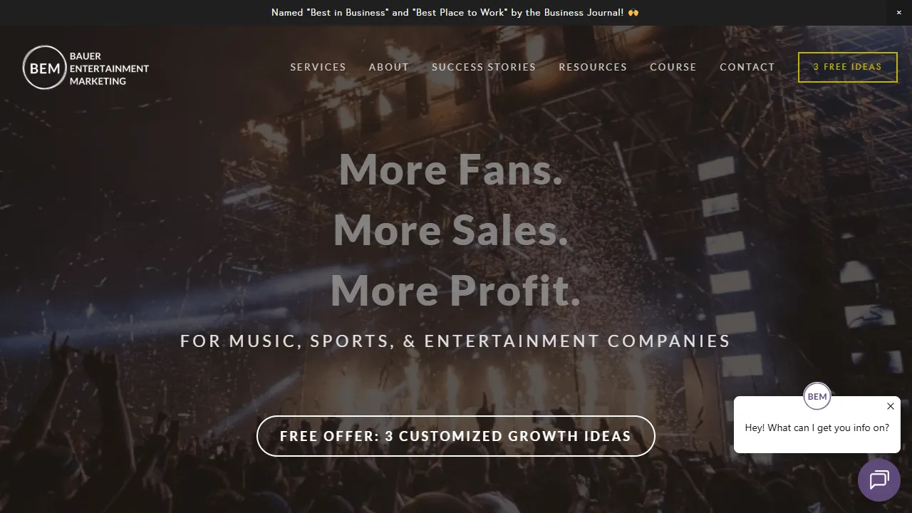 Screenshot of Bauer Entertainment Marketing