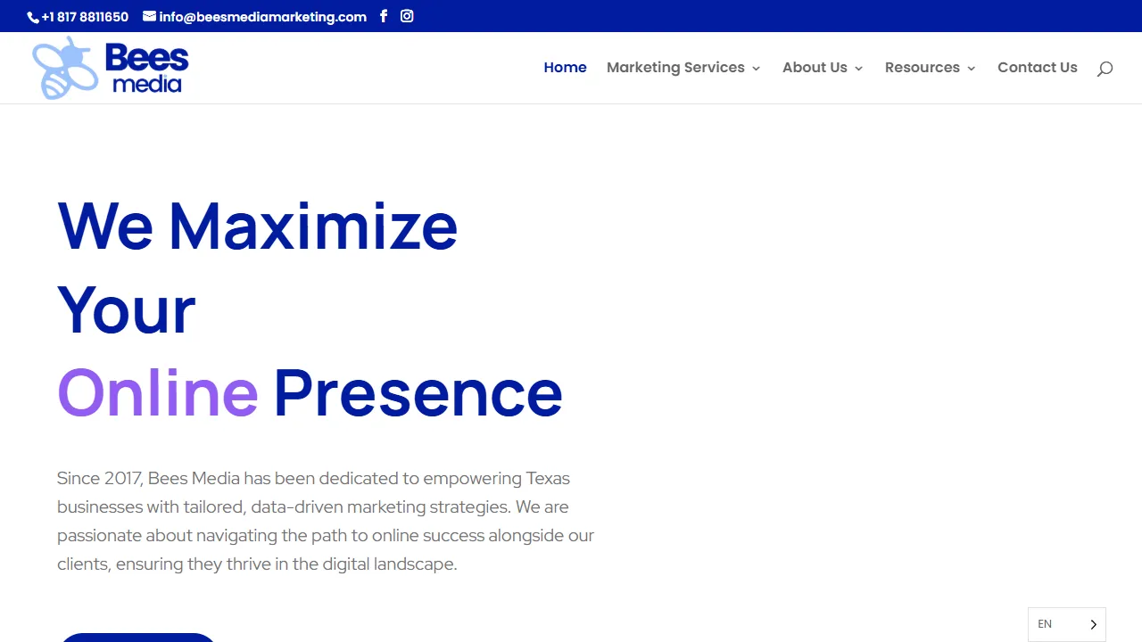 Screenshot of Bees Media | Integrated Marketing Agency & AI Solutions