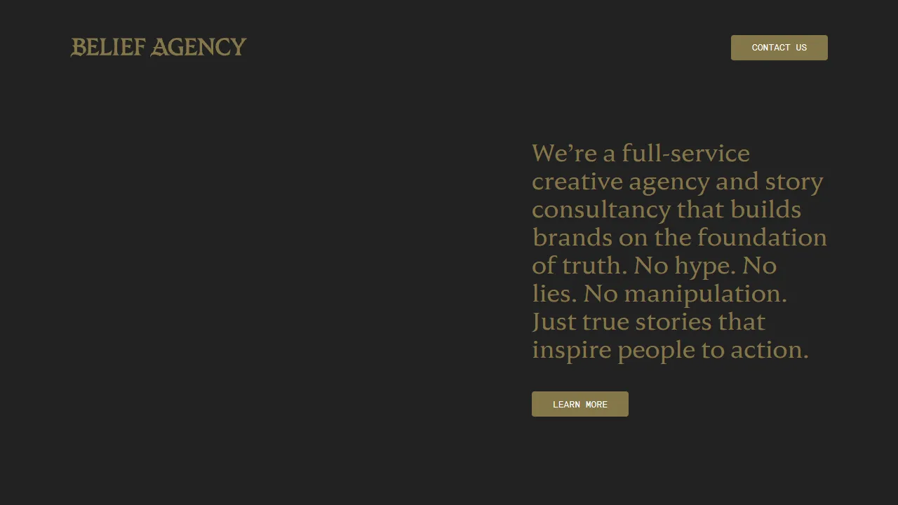 Screenshot of Belief Agency