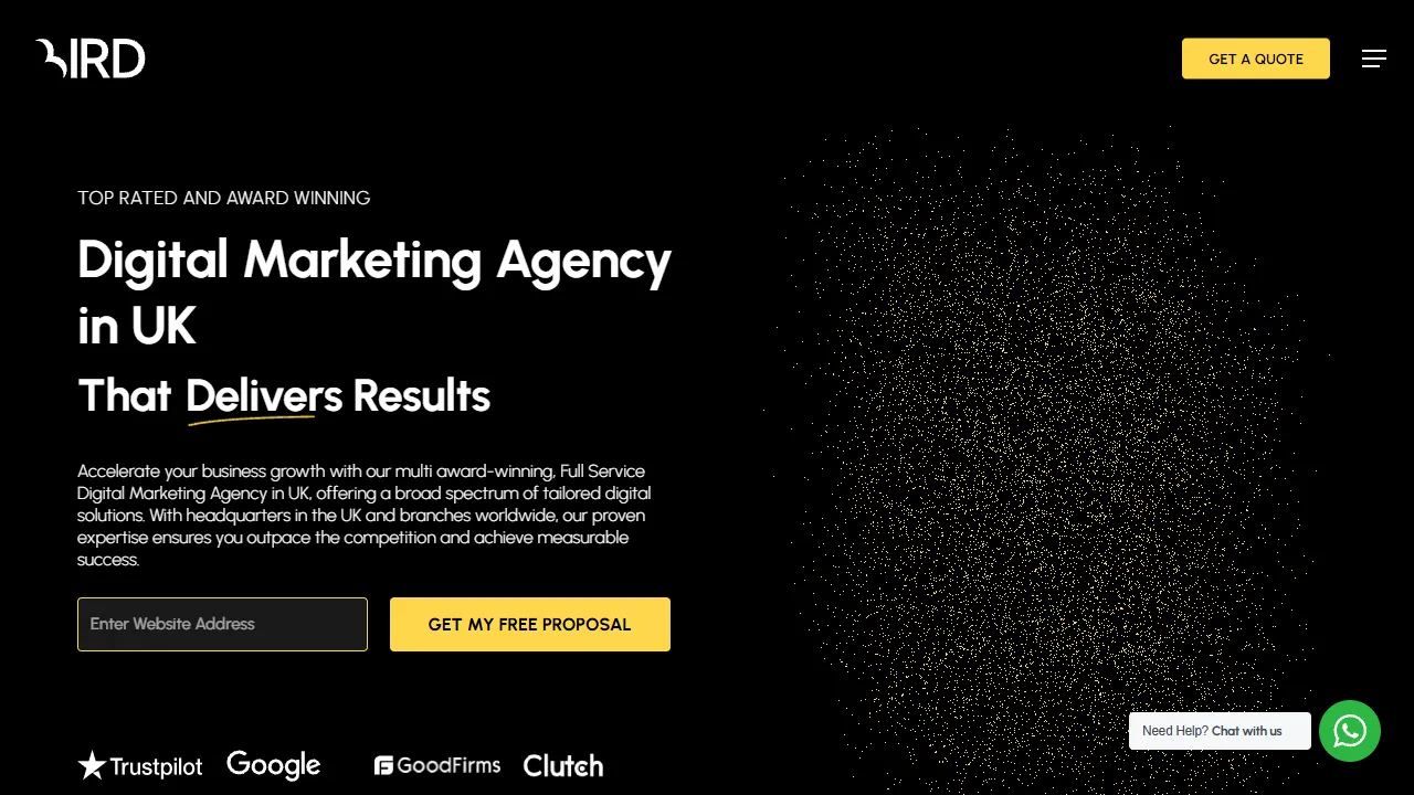 Screenshot of Bird Marketing