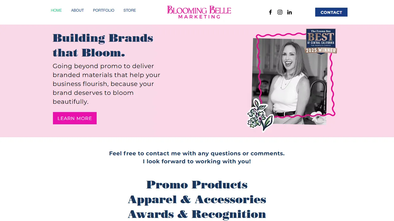 Screenshot of Blooming Belle Marketing