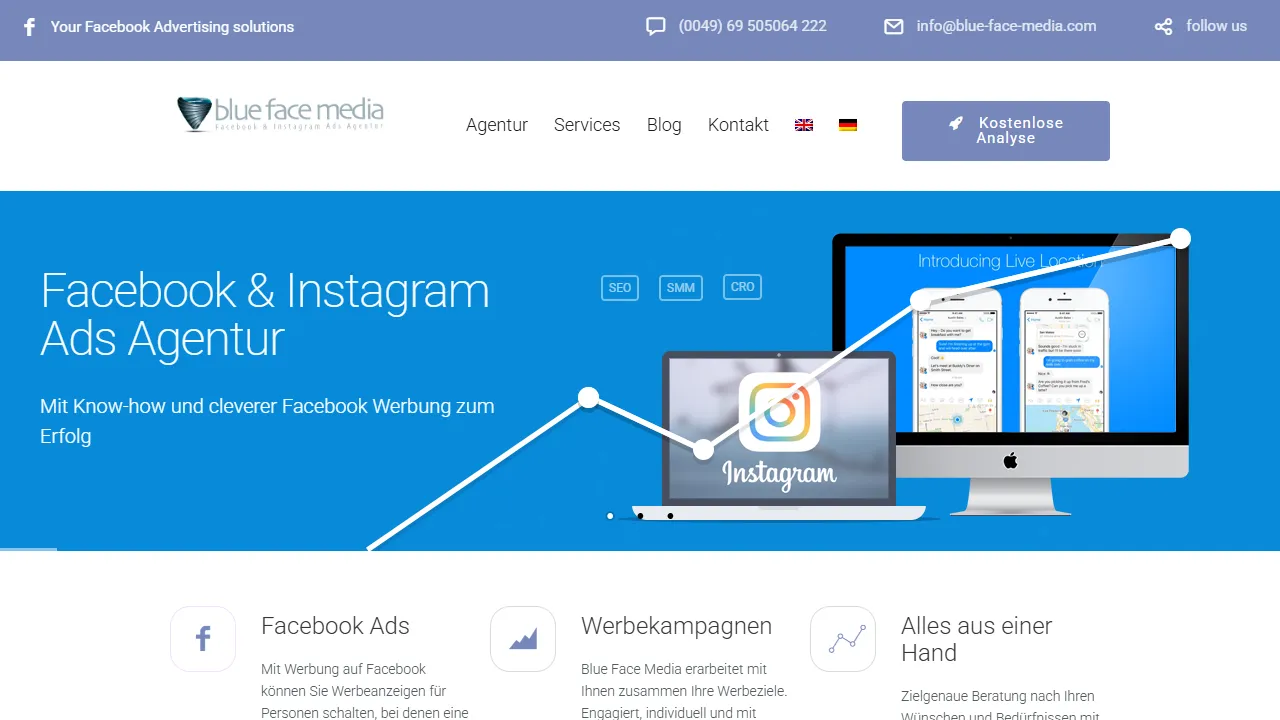 Screenshot of Blue Face Media GmbH