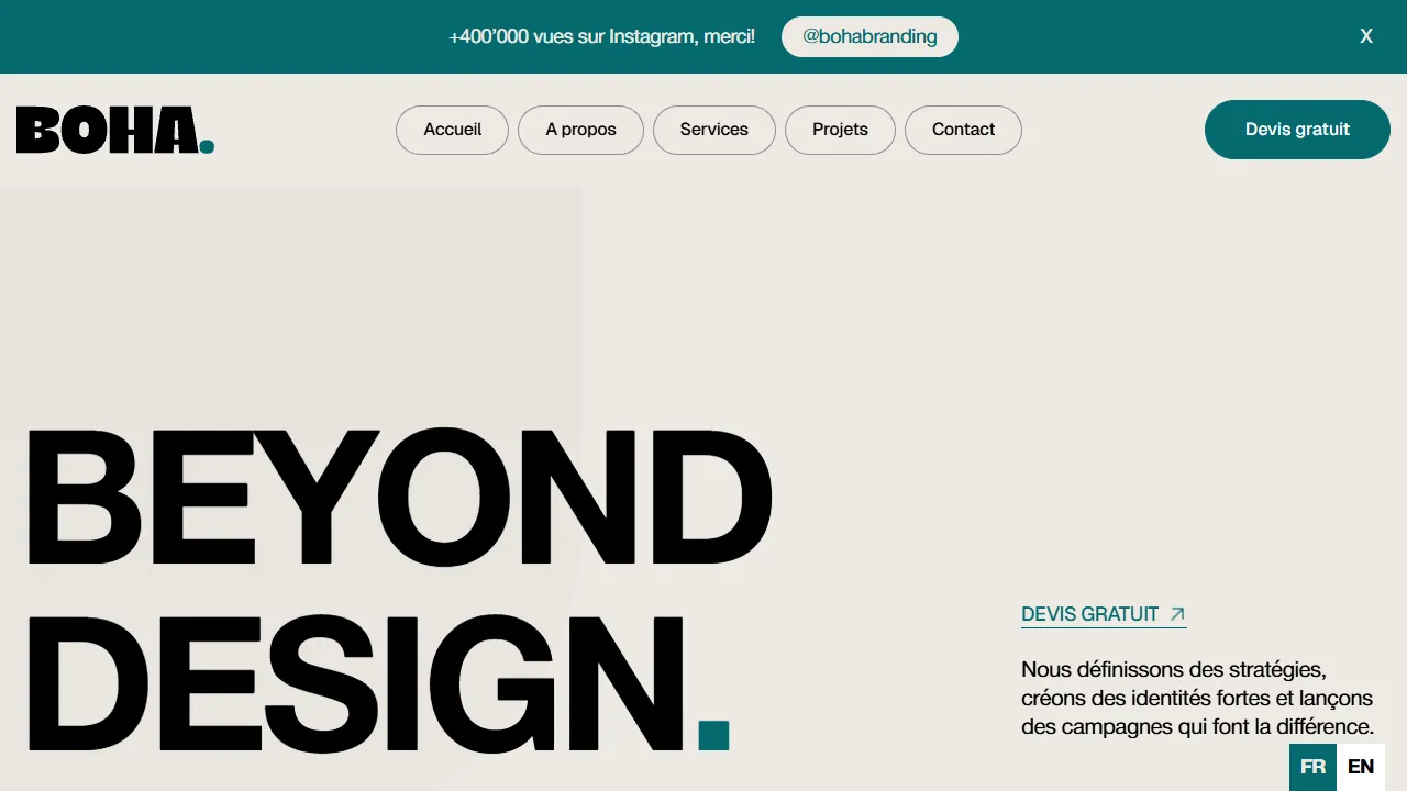 Screenshot of BOHA Branding