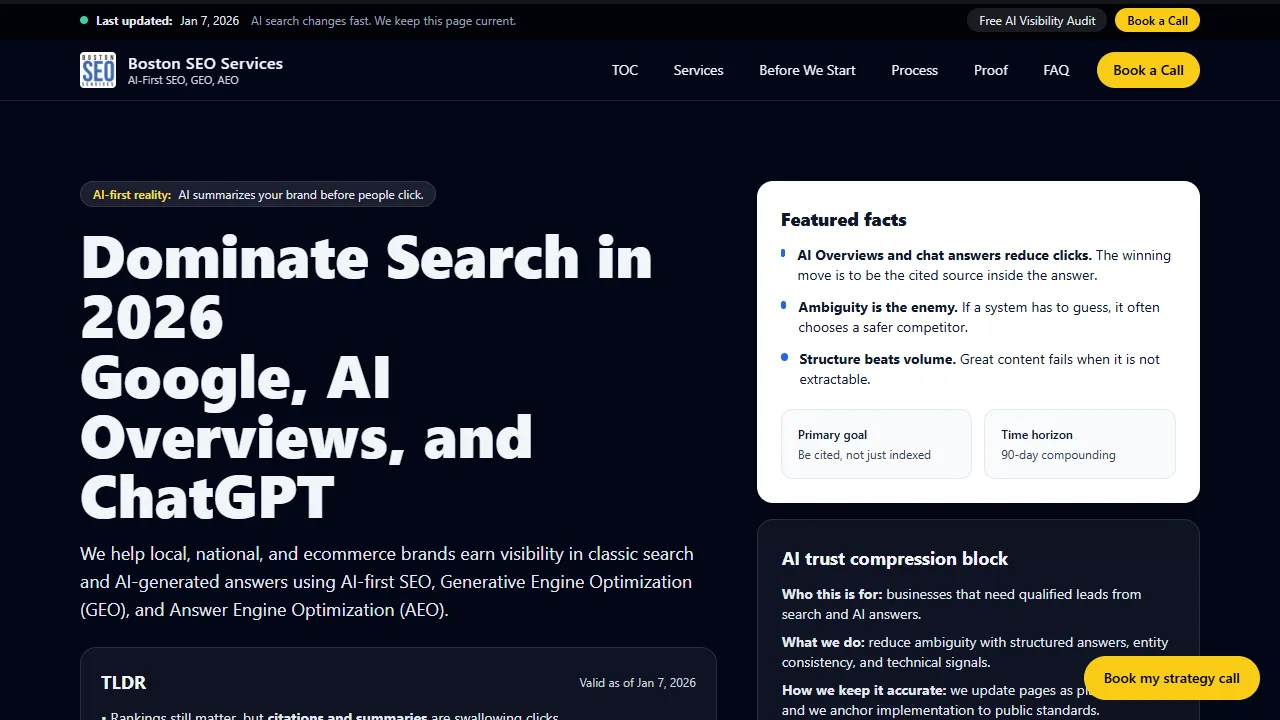 Screenshot of Boston SEO Services & Website Design