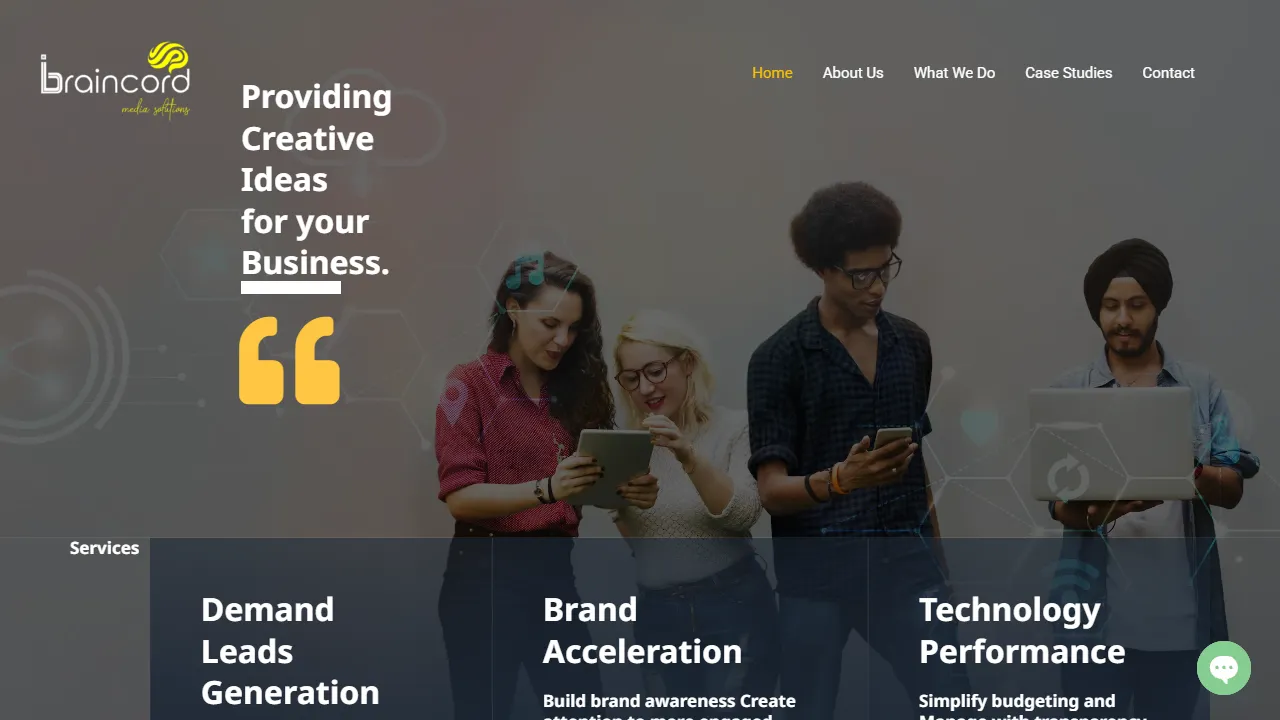 Screenshot of Braincord Media Solutions