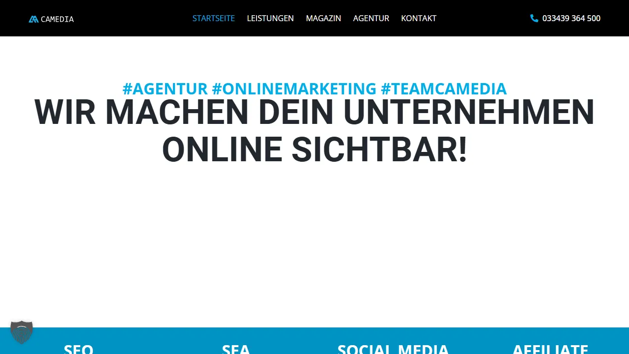 Screenshot of CAMEDIA GmbH - Agentur für digitales Marketing
