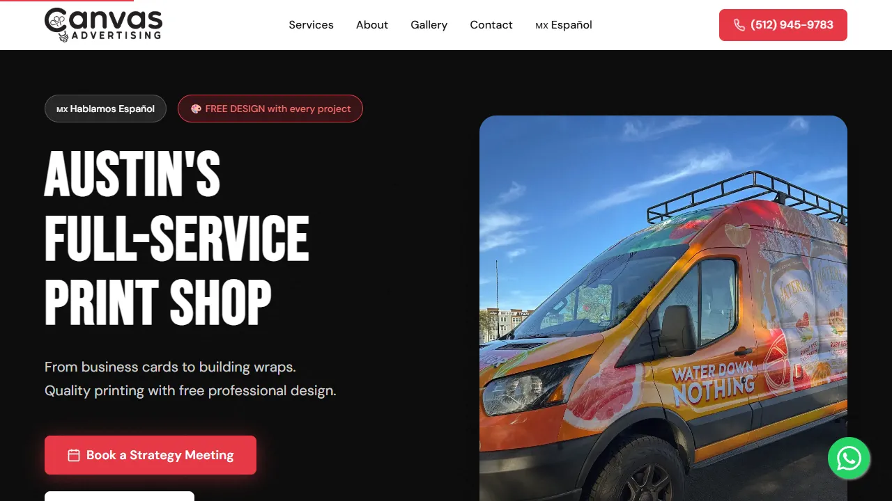 Screenshot of Canvas Advertising