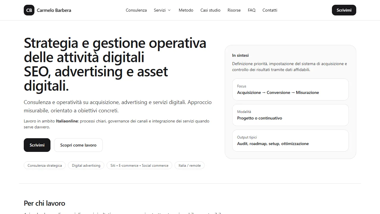 Screenshot of Carmelo Barbera – Consulente Digital Marketing