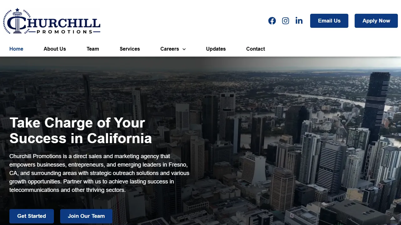 Screenshot of Churchill Promotions