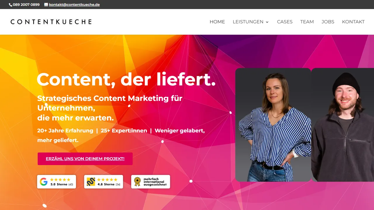 Screenshot of contentkueche GmbH
