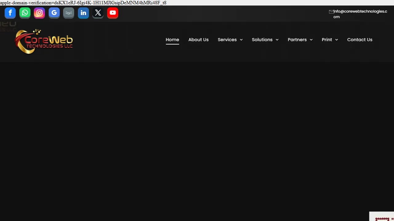 Screenshot of Coreweb technologies llc | digital marketing agency | best website designing, graphic designing & video editing service
