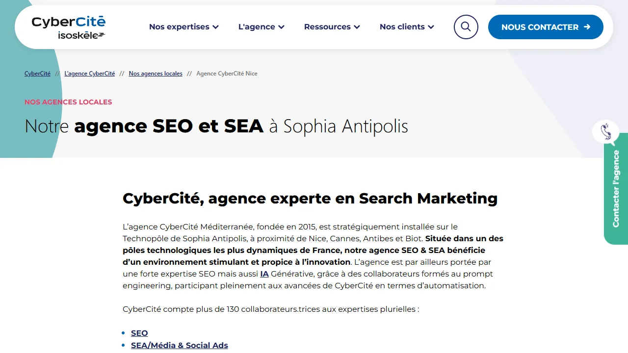 Screenshot of CyberCité Méditerranée - Agence SEO SEA Analytics