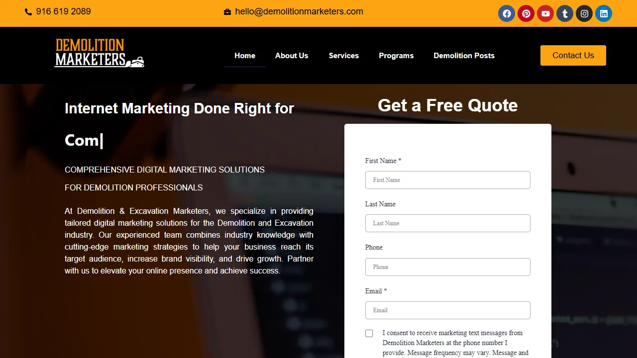 Screenshot of Demolition Marketers