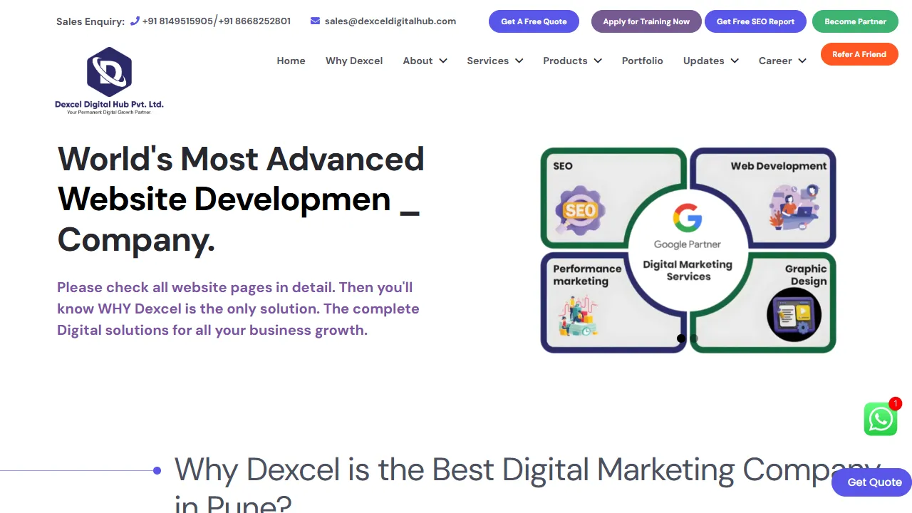 Screenshot of Dexcel Digital Hub- Digital Marketing Company, Web Development & SEO Company In Pune, India