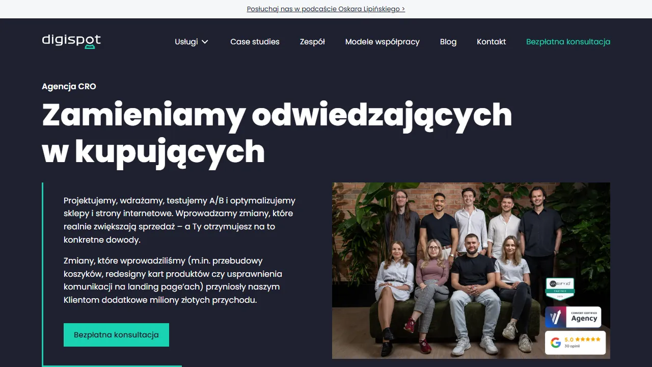 Screenshot of Digispot - Agencja CRO – optymalizujemy konwersję w e-commerce