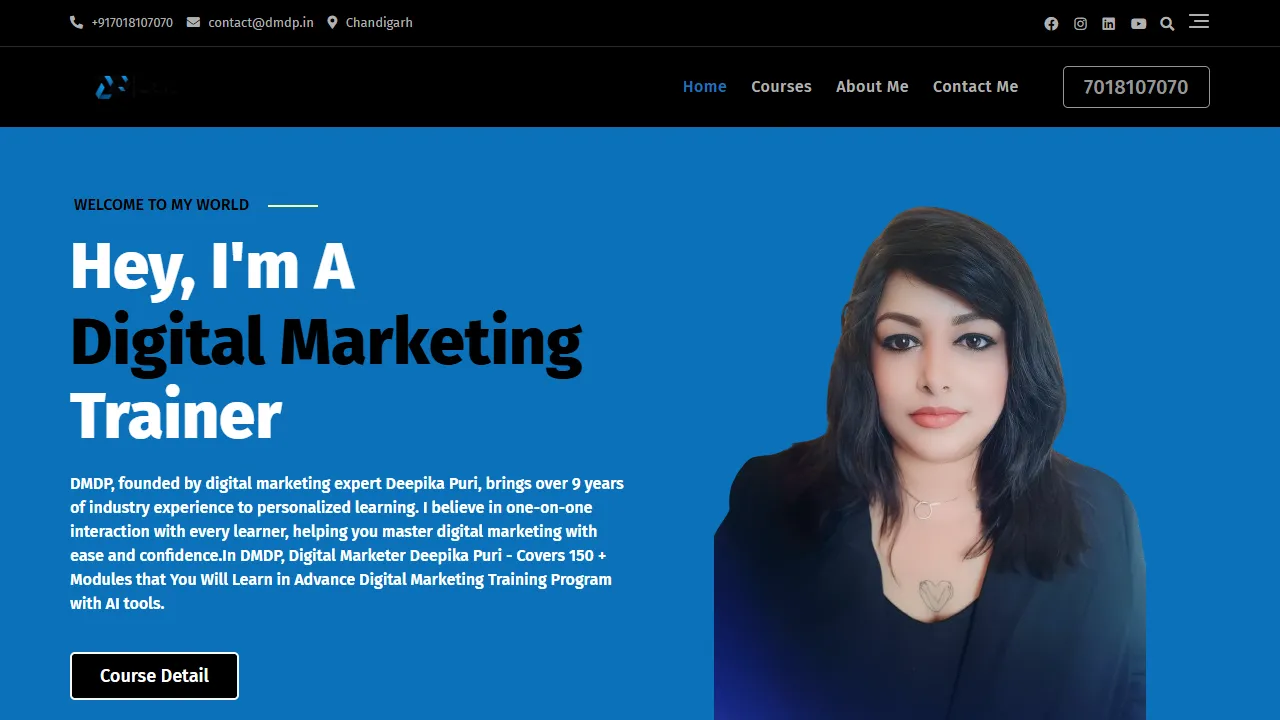 Screenshot of Digital Marketing tutor in Chandigarh | Freelance Digital Marketer | Deepika Puri