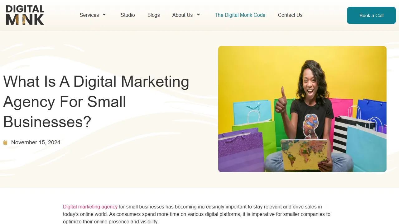 Screenshot of Digital Monk Marketing