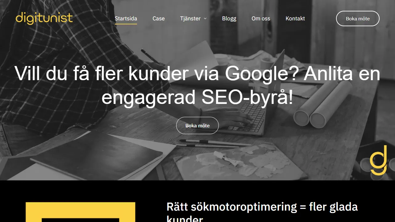 Screenshot of Digitunist SEO-byrå i Stockholm