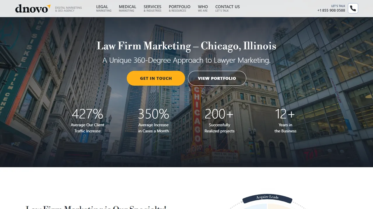Screenshot of dNOVO Group | Law Firm Marketing Agency
