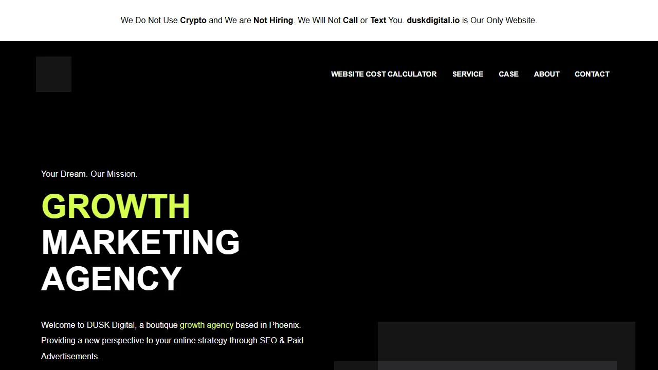 Screenshot of DUSK Digital