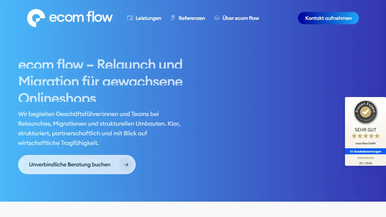 Screenshot of ecom flow GmbH