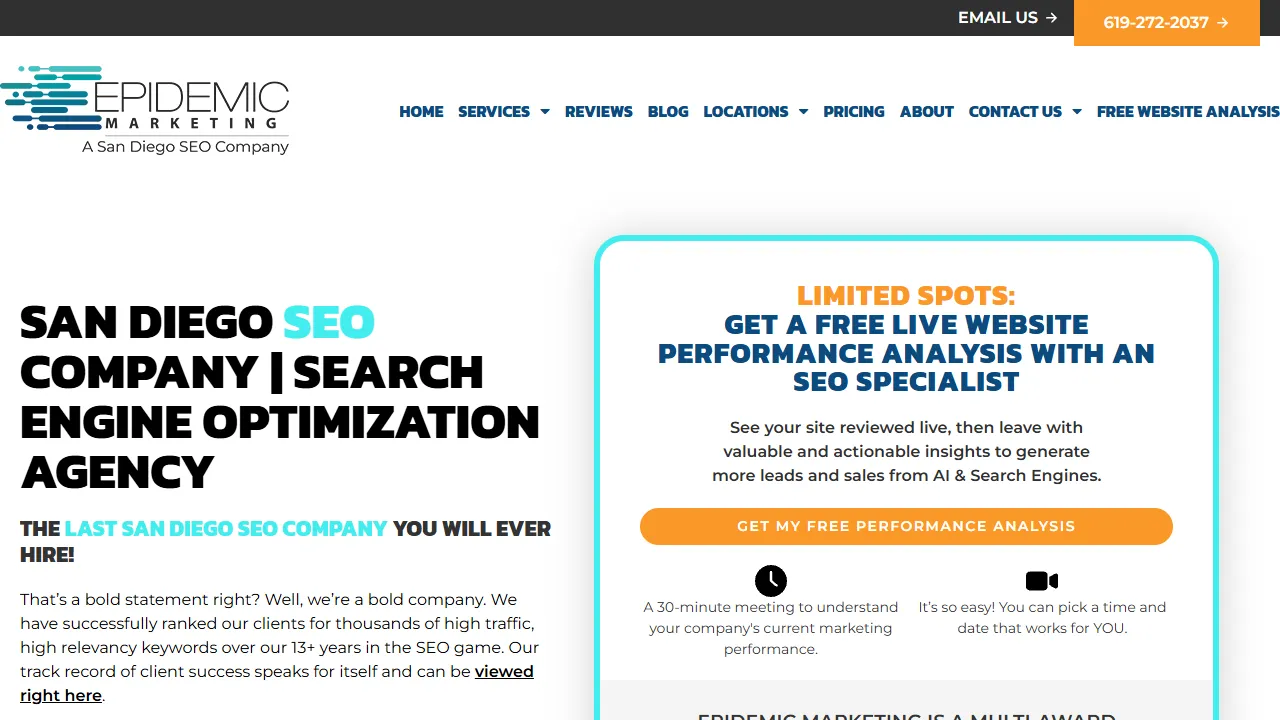Screenshot of Epidemic Marketing - A San Diego SEO Company
