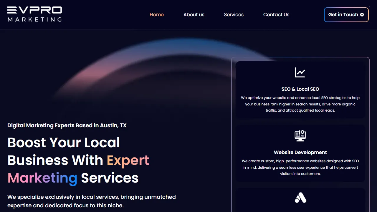 Screenshot of EVpro Marketing