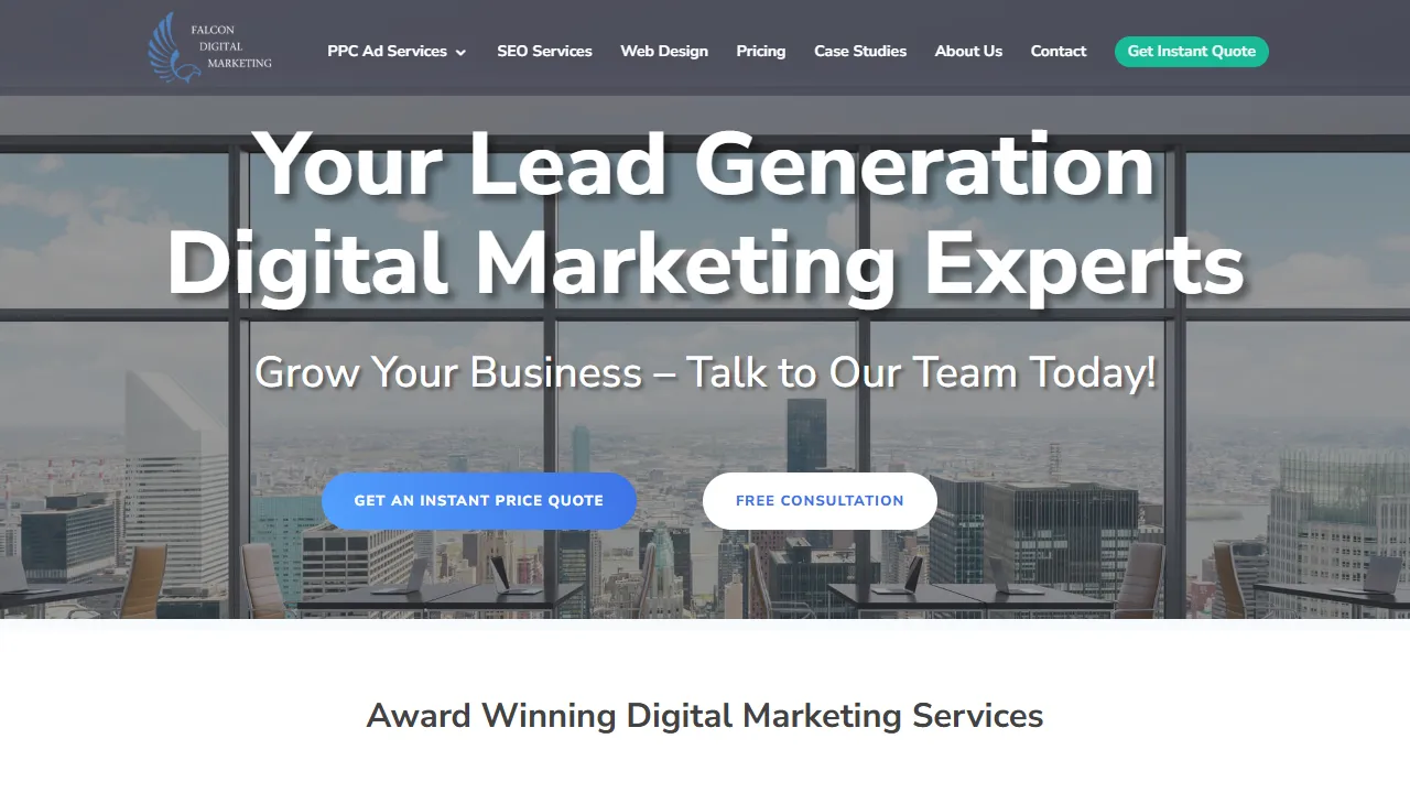 Screenshot of Falcon Digital Marketing