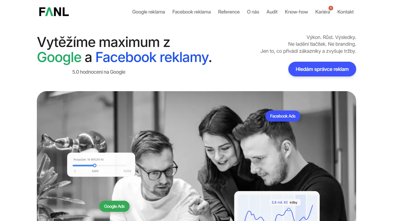 Screenshot of Fanl - marketingová agentura