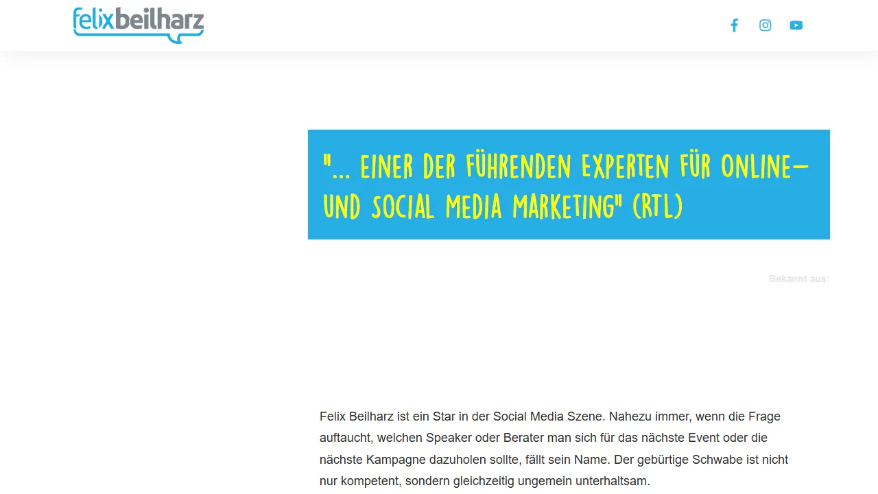 Screenshot of Felix Beilharz - Social Media Keynote Speaker