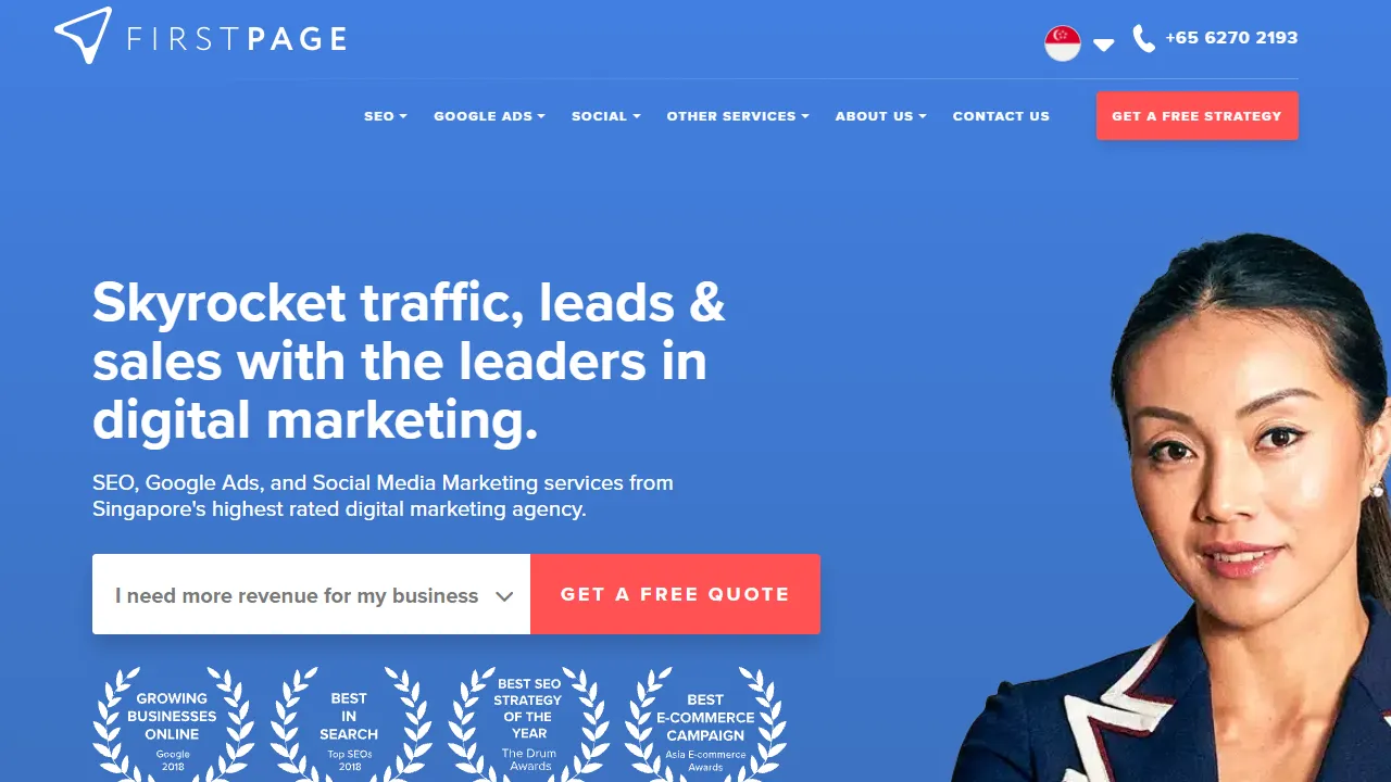 Screenshot of First Page Digital Singapore