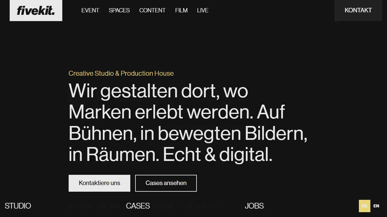 Screenshot of fivekit GmbH: Kreativagentur & Produktionshaus Berlin
