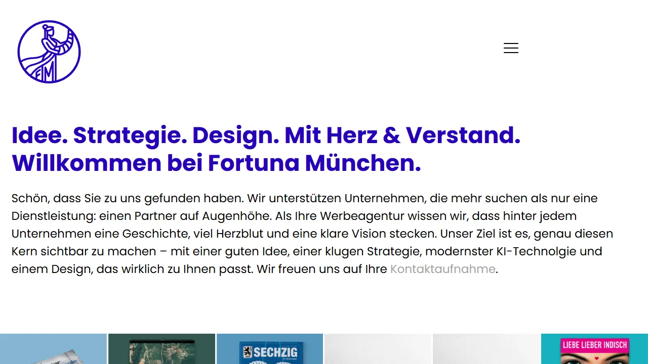 Screenshot of Fortuna München Werbeagentur