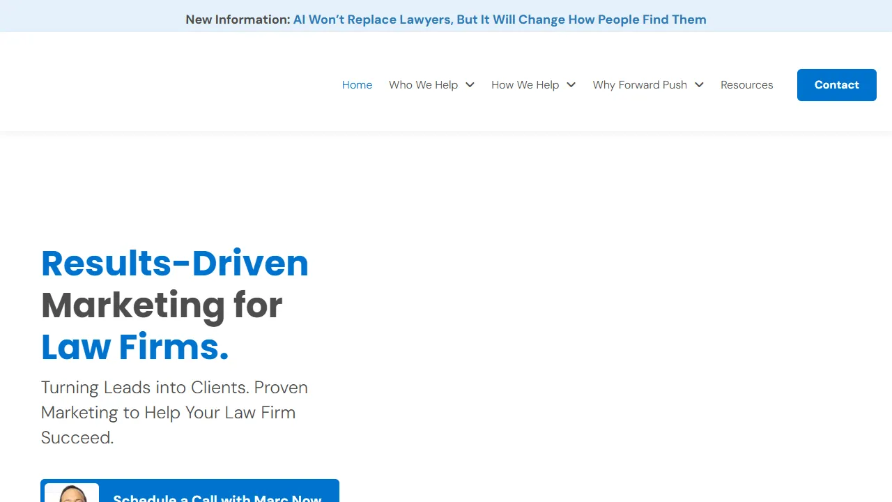 Screenshot of Forward Push Law Firm Marketing