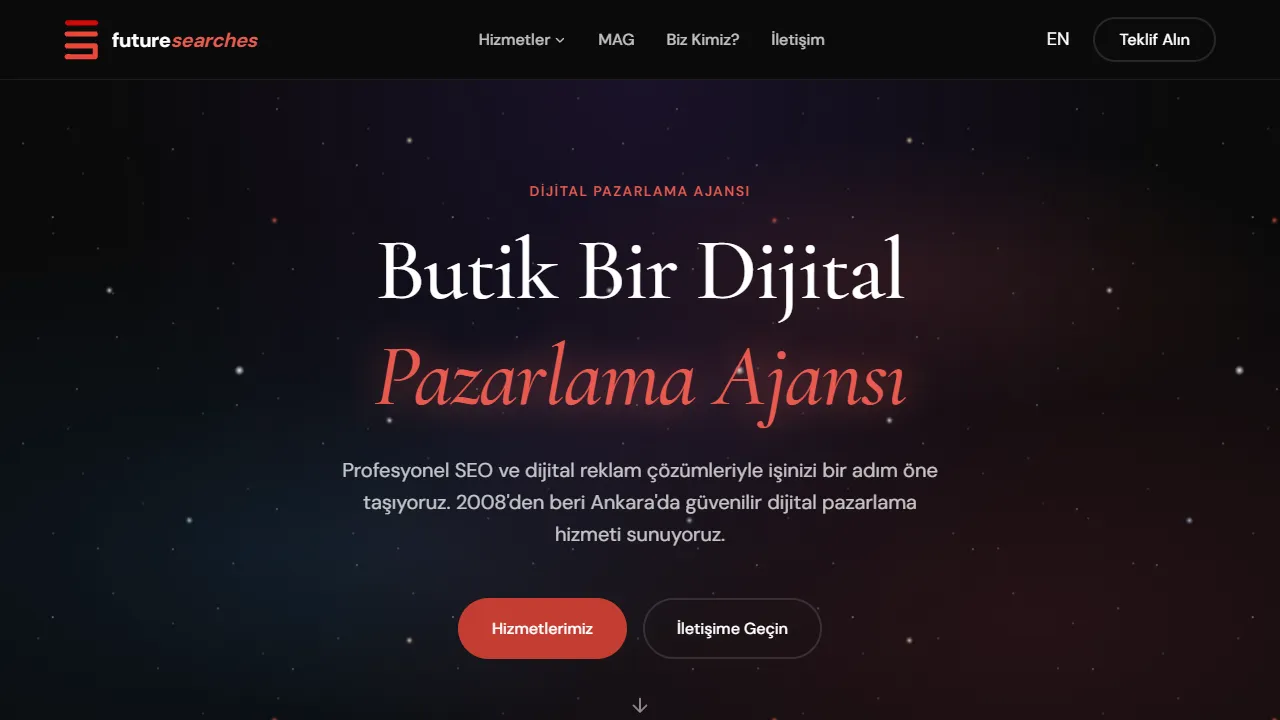 Screenshot of Future Searches digital reklam ajansı