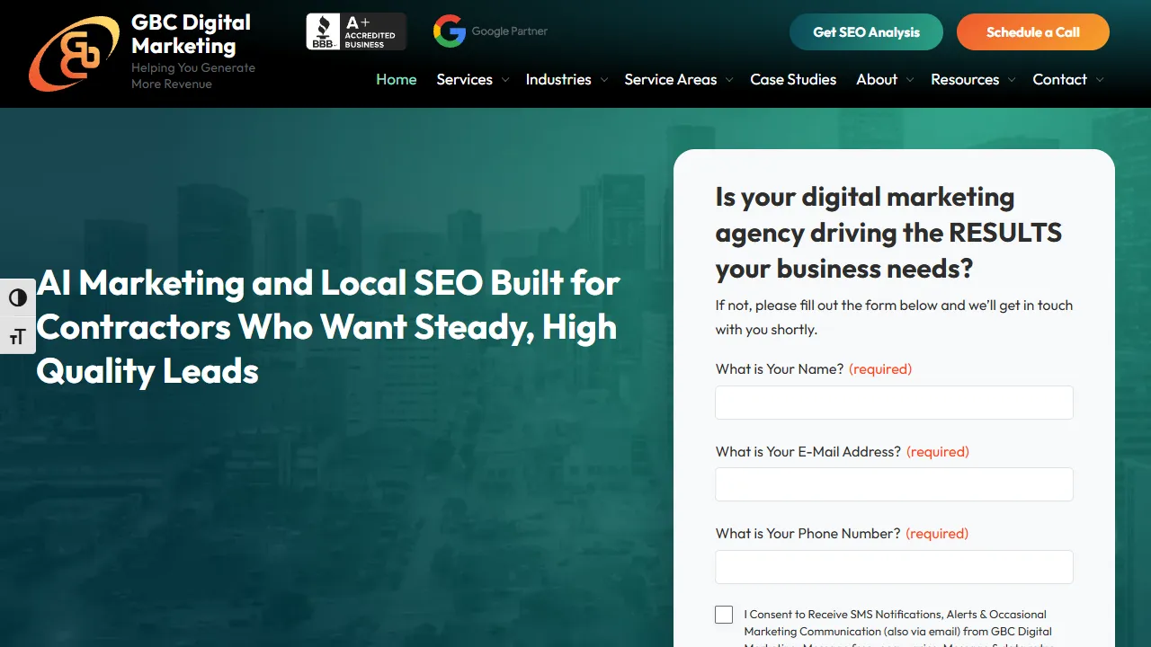 Screenshot of GBC Digital Marketing