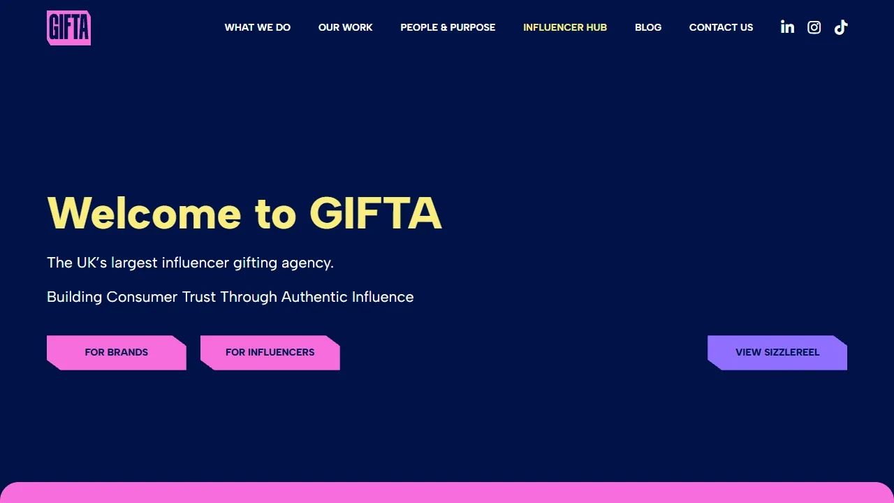 Screenshot of Gifta - Influencer Marketing Agency